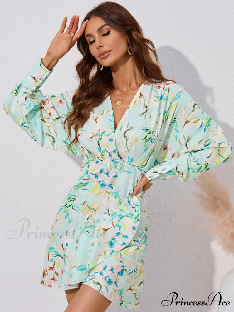 for Gown V-neck And Flare Fit Wrap Flowered Women