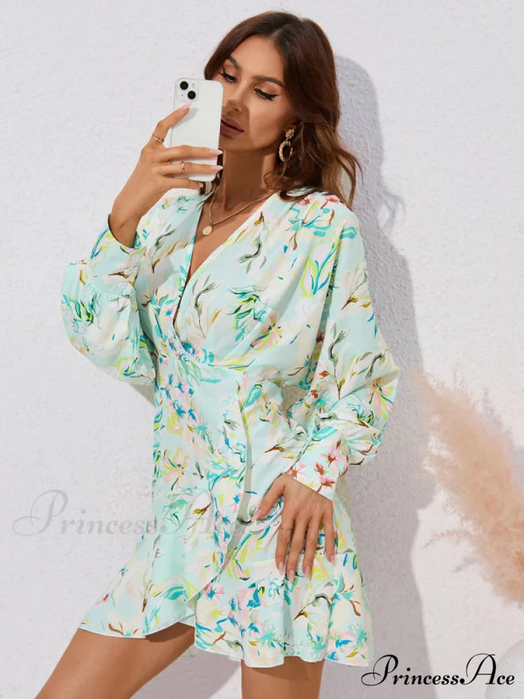 for Gown V-neck And Flare Fit Wrap Flowered Women