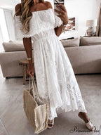 for Shoulder Lace Color Long Off Gown Solid Women