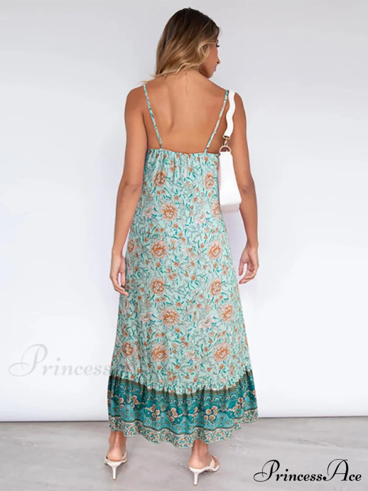 for Suspender Gown Flowered Bohemian Women
