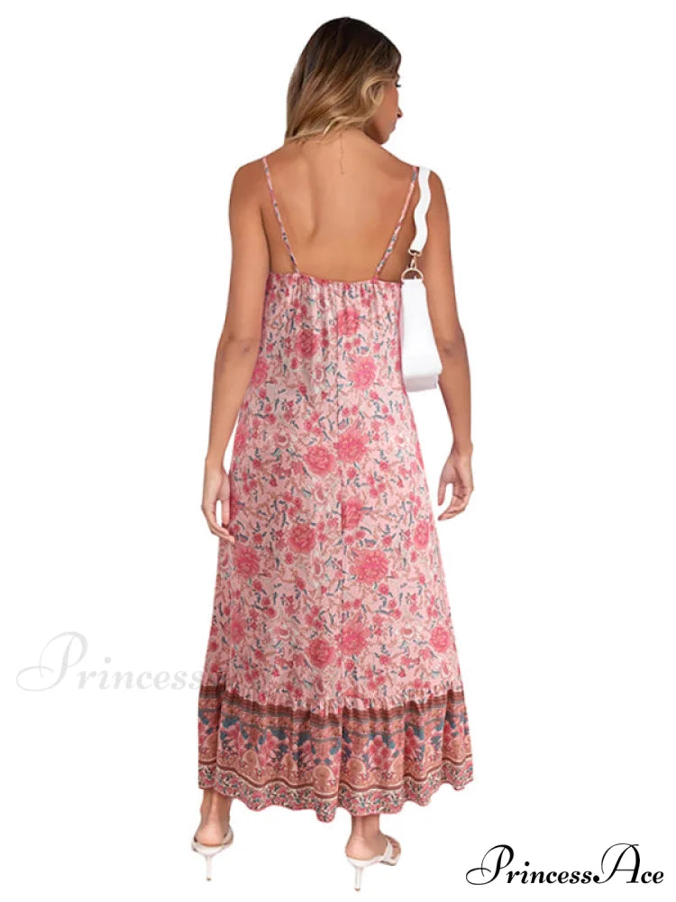 for Suspender Gown Flowered Bohemian Women