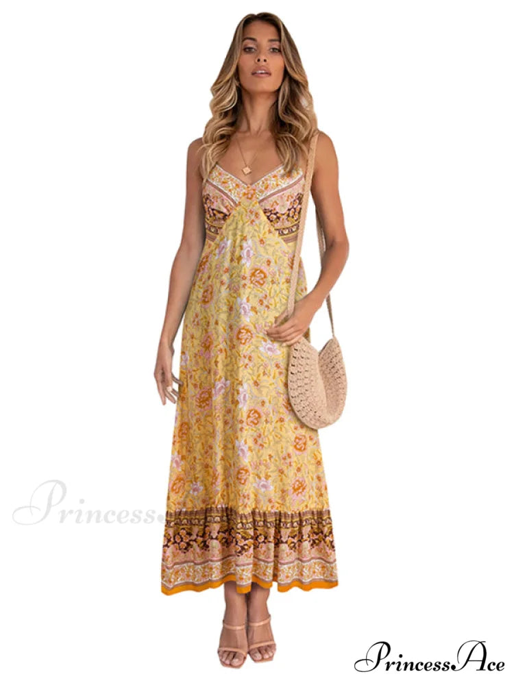 for Suspender Gown Flowered Bohemian Women