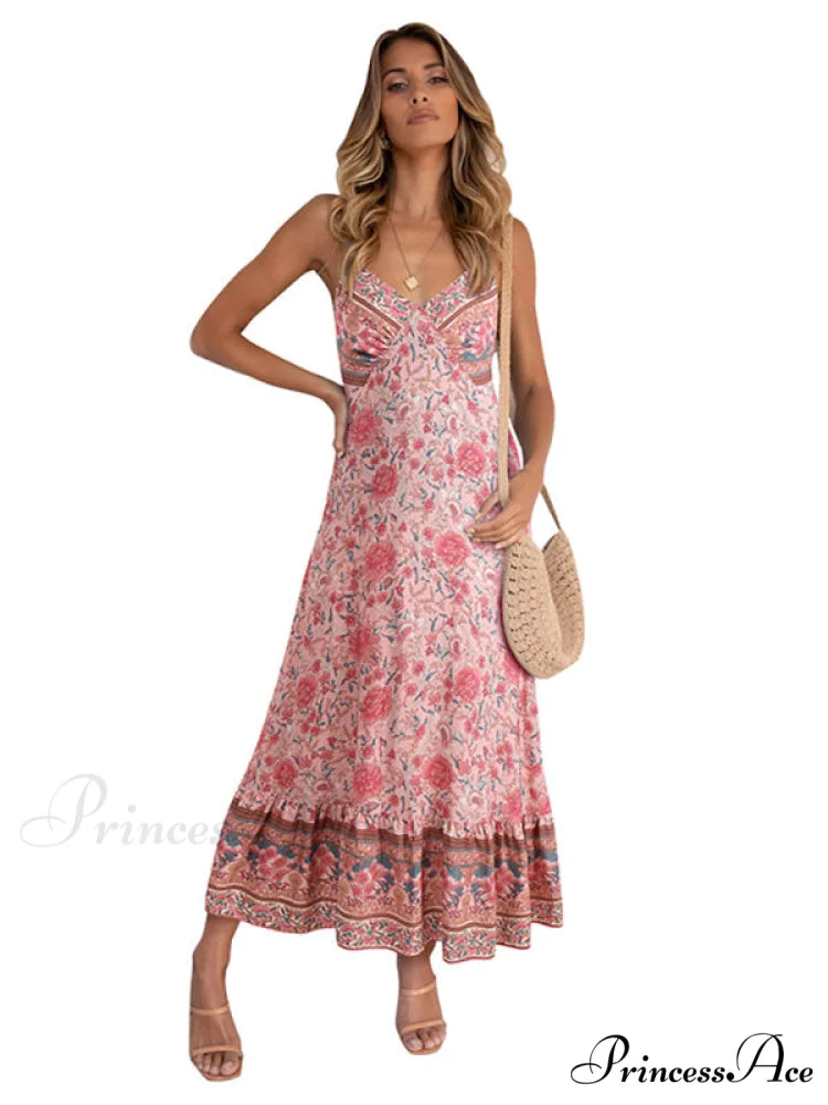 for Suspender Gown Flowered Bohemian Women
