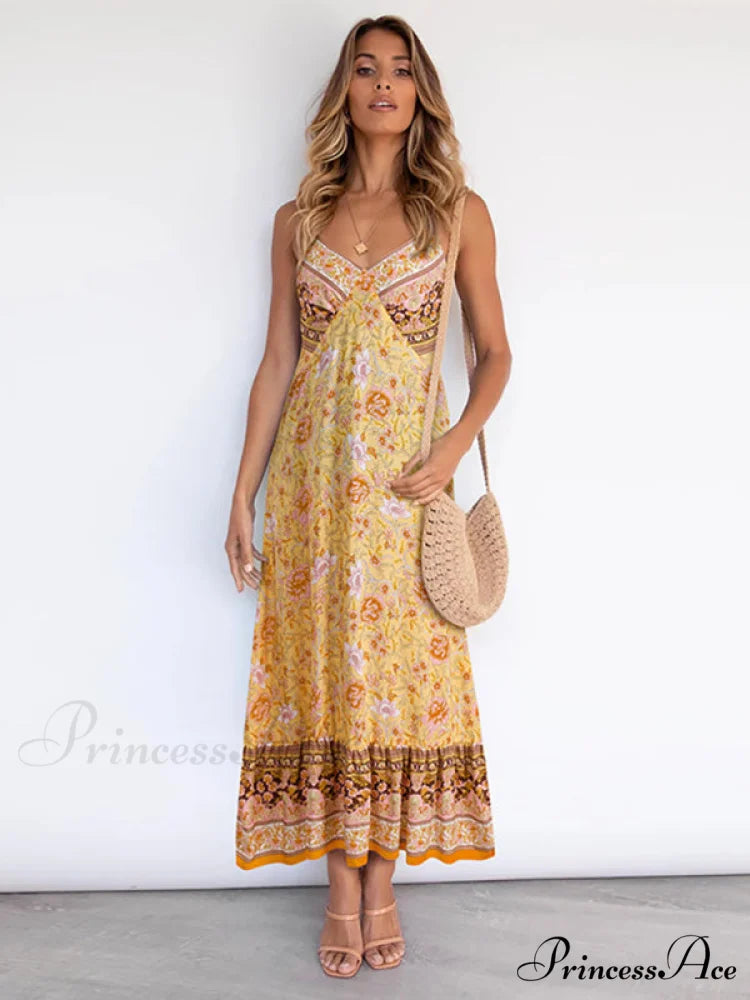 for Suspender Gown Flowered Bohemian Women