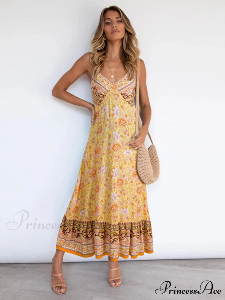 for Suspender Gown Flowered Bohemian Women