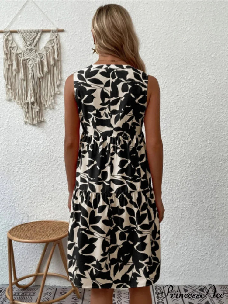 for Tiered Design Sleeveless Minidress Flowered Ruffle Women