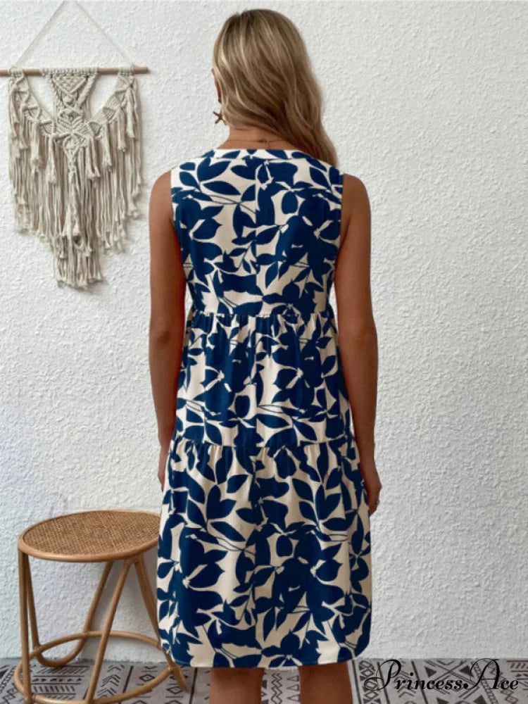 for Tiered Design Sleeveless Minidress Flowered Ruffle Women