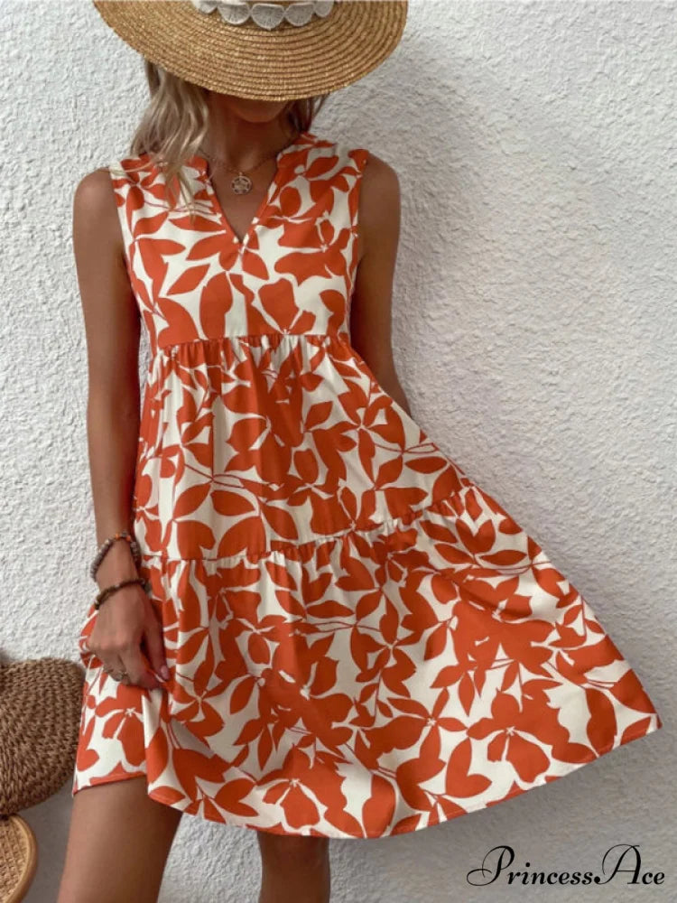 for Tiered Design Sleeveless Minidress Flowered Ruffle Women