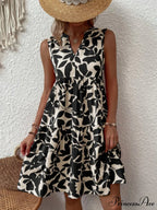 for Tiered Design Sleeveless Minidress Flowered Ruffle Women