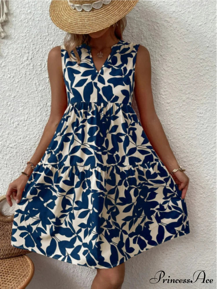 for Tiered Design Sleeveless Minidress Flowered Ruffle Women