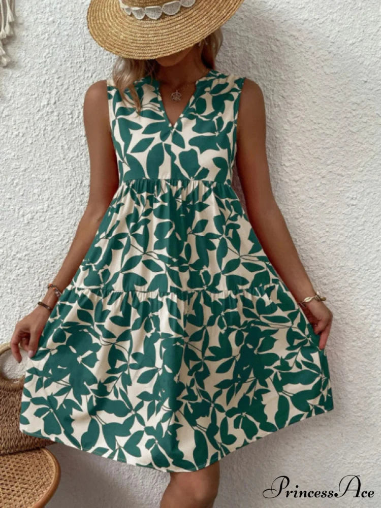 for Tiered Design Sleeveless Minidress Flowered Ruffle Women