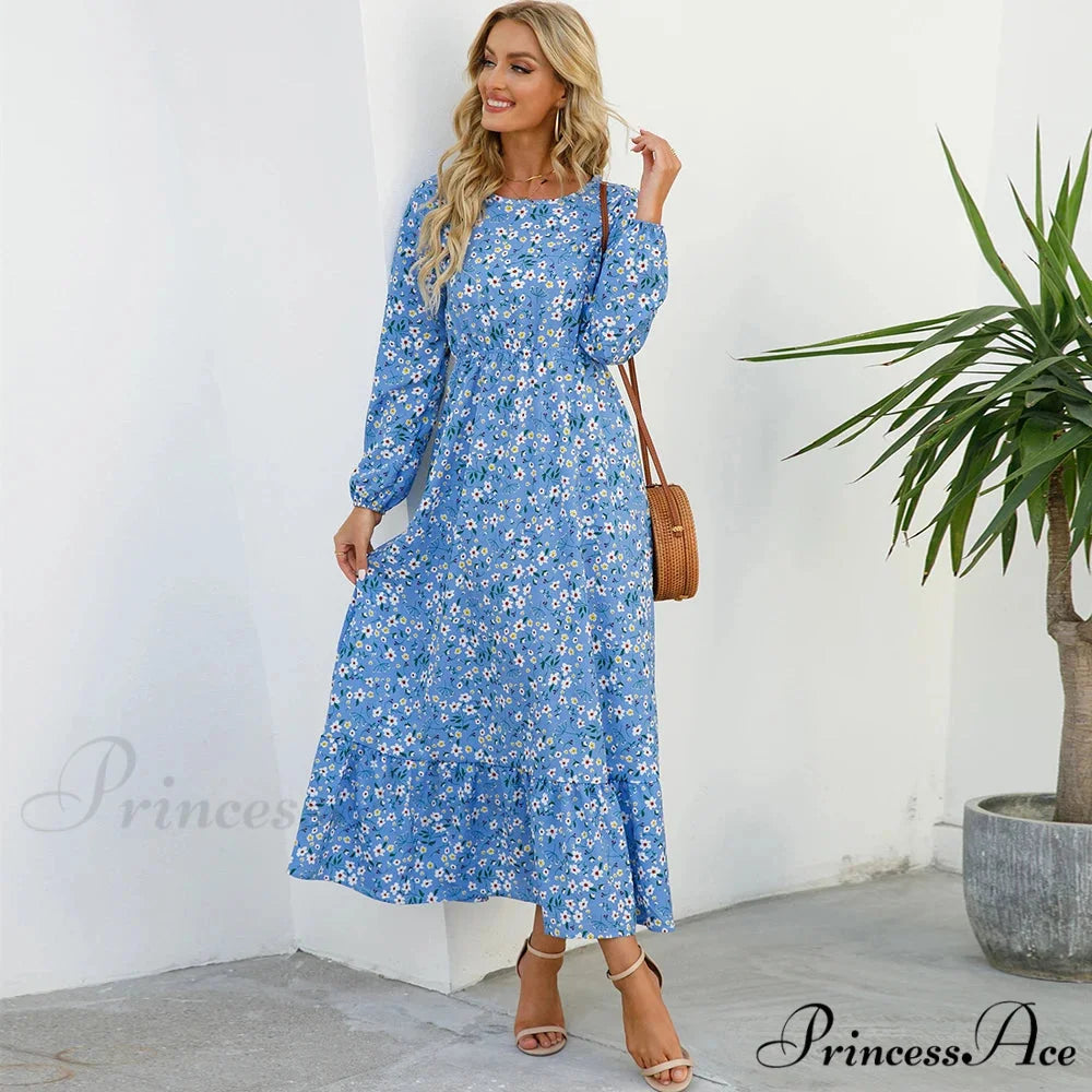 Free-spirited Women's Chiffon Floral Maxi Dress