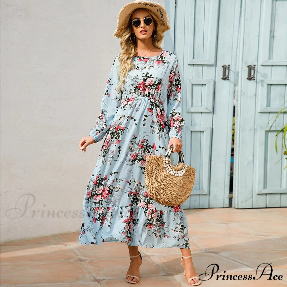 Free-spirited Women's Chiffon Floral Maxi Dress