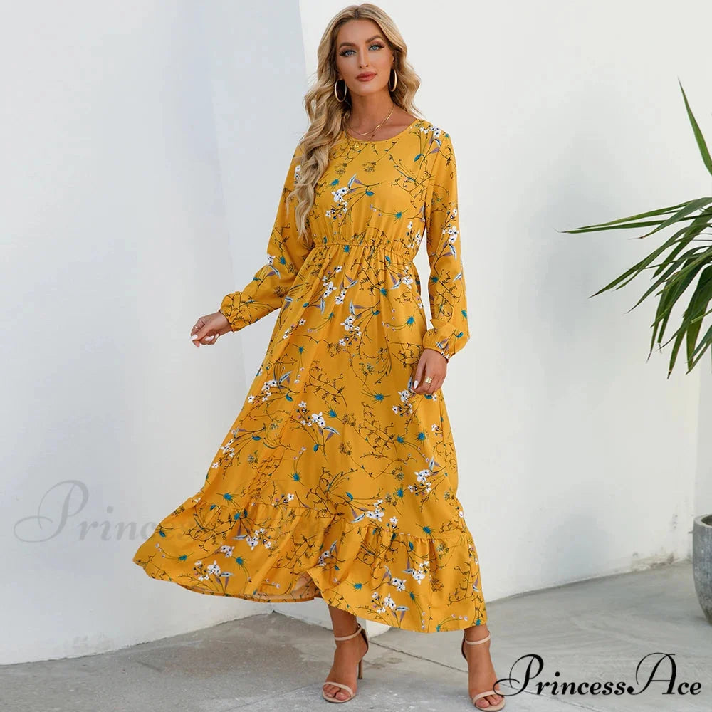 Free-spirited Women's Chiffon Floral Maxi Dress