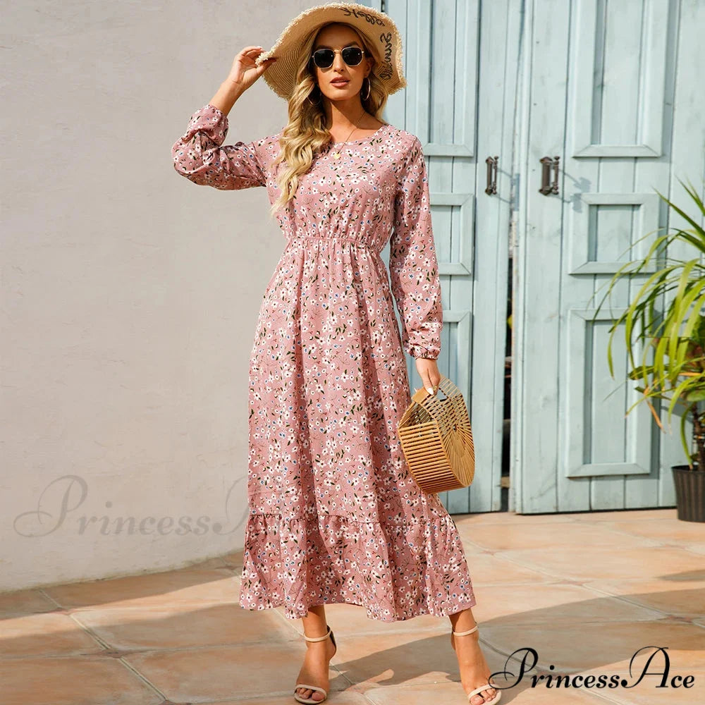 Free-spirited Women's Chiffon Floral Maxi Dress