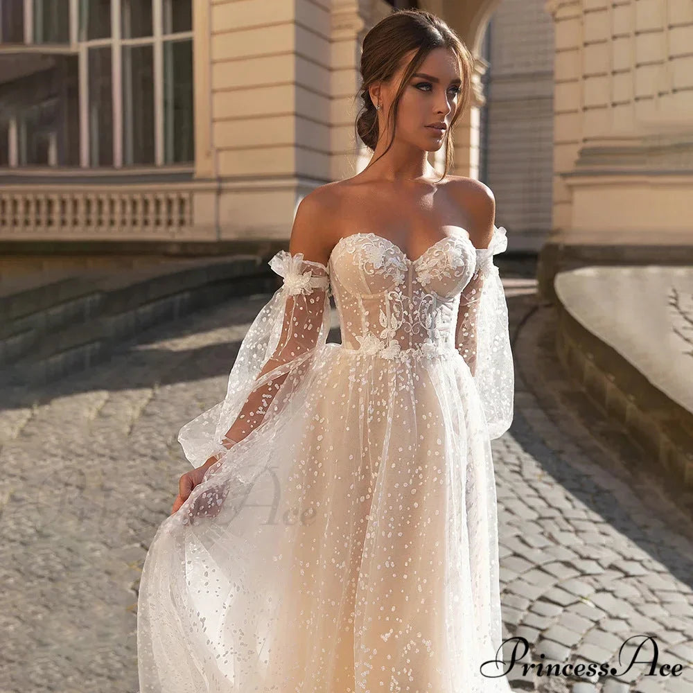 French Bandeau Transparent Tulle Wedding Gown