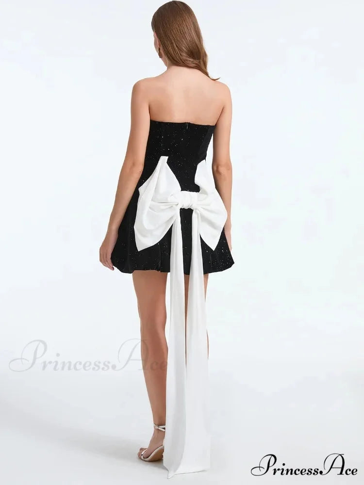 French Bow Strapless Party Dress