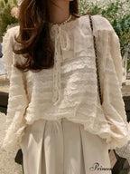 French Fashion Lace Up Baggy Top