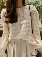 French Fashion Lace Up Baggy Top