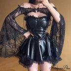 French Gothic Punk Black Party Dress Y2K Sexy Sweet Girls Luxury Slim Fit Summer Chest Wrap Mini Dress