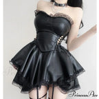French Gothic Punk Black Party Dress Y2K Sexy Sweet Girls Luxury Slim Fit Summer Chest Wrap Mini Dress