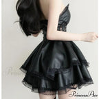French Gothic Punk Black Party Dress Y2K Sexy Sweet Girls Luxury Slim Fit Summer Chest Wrap Mini Dress