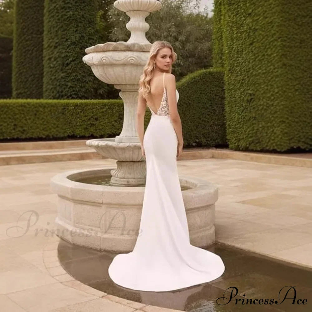 French Thin Strap Mermaid Bridal Gown