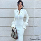 French Y2K Feather Polo Collar Party Dress