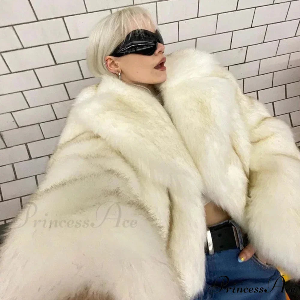 Fresh Green Gradient Cropped Fluffy Coat