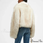 Fresh Green Gradient Cropped Fluffy Coat