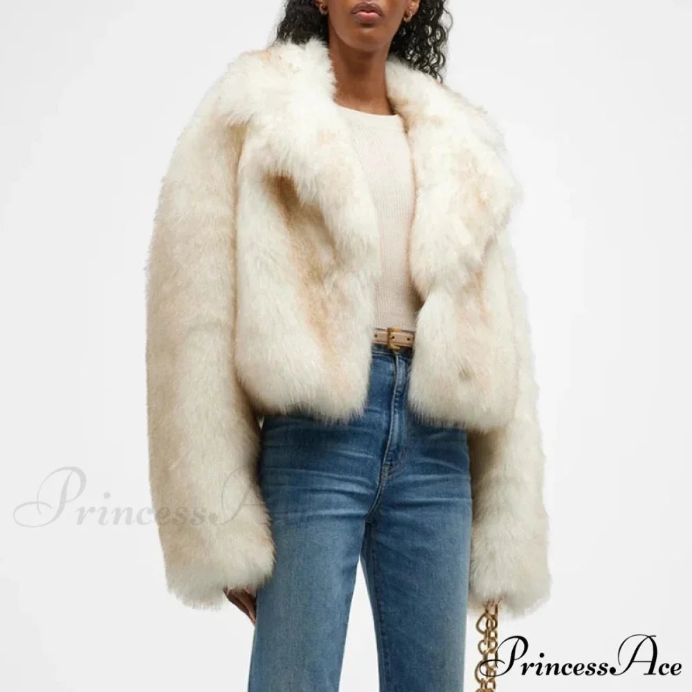 Fresh Green Gradient Cropped Fluffy Coat