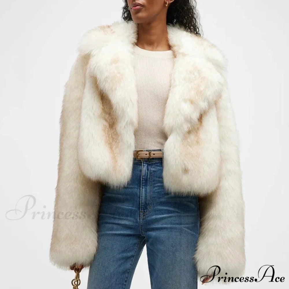 Fresh Green Gradient Cropped Fluffy Coat