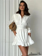 Frilled Bandage Lace-Up Mini Dress