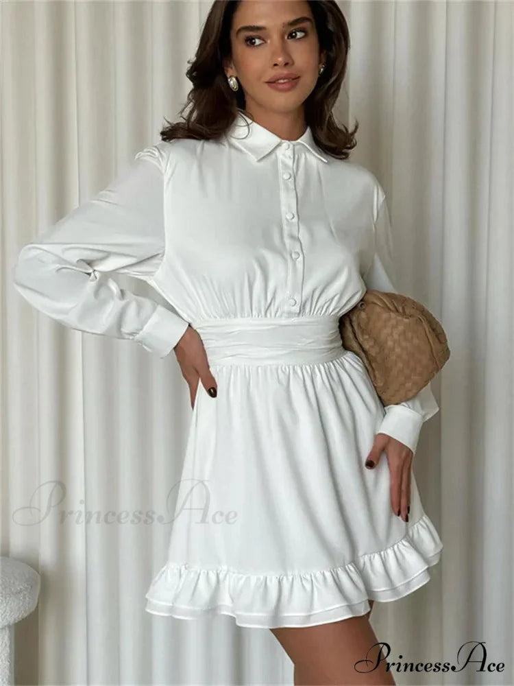 Frilled Bandage Lace-Up Mini Dress