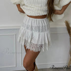 Frilled Border Tiered Mini Skirt