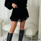 Frilled Border Tiered Mini Skirt