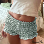 Frilled Checked Stretchy Waist Short