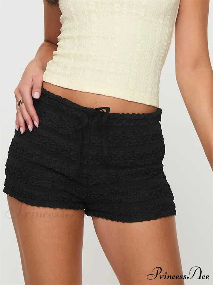 Frilled Fastened Elastic Waist Short