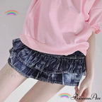 Frilled Folded Extremely Brief Skirt