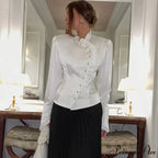 Frilled Ivory Extended Sleeve Top