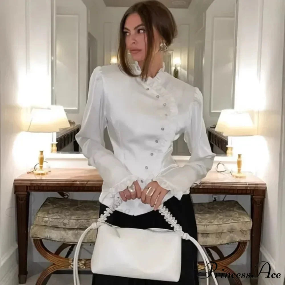 Frilled Ivory Extended Sleeve Top