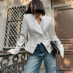 Frilled Ivory Extended Sleeve Top