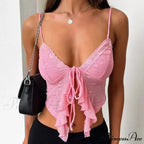 Frilled Lace Trim Short Top