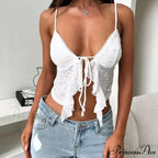 Frilled Lace Trim Short Top