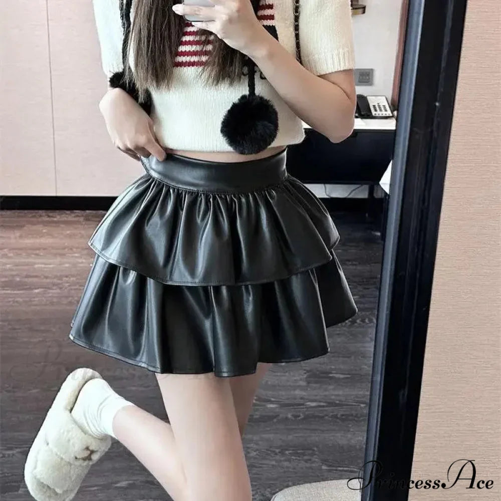Frilled Leather Gothic Skirt