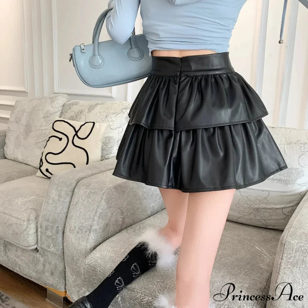 Frilled Leather Gothic Skirt