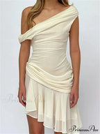 Frilled Net Patchwork Mini Dress