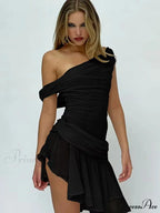 Frilled Net Patchwork Mini Dress