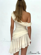 Frilled Net Patchwork Mini Dress