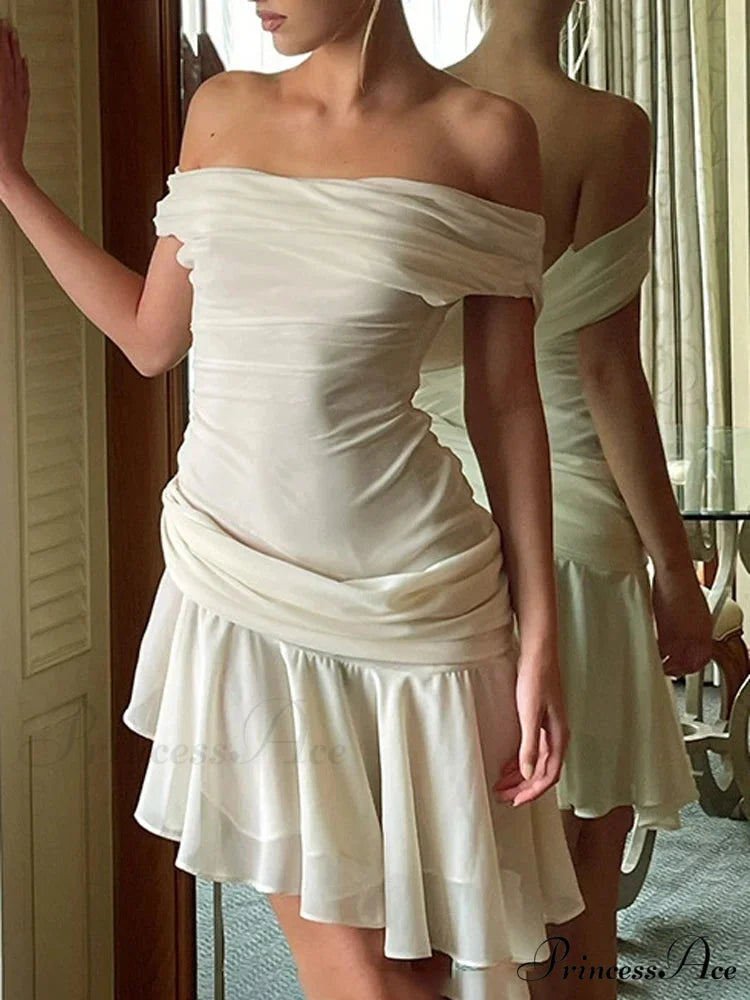 Frilled Net Patchwork Mini Dress